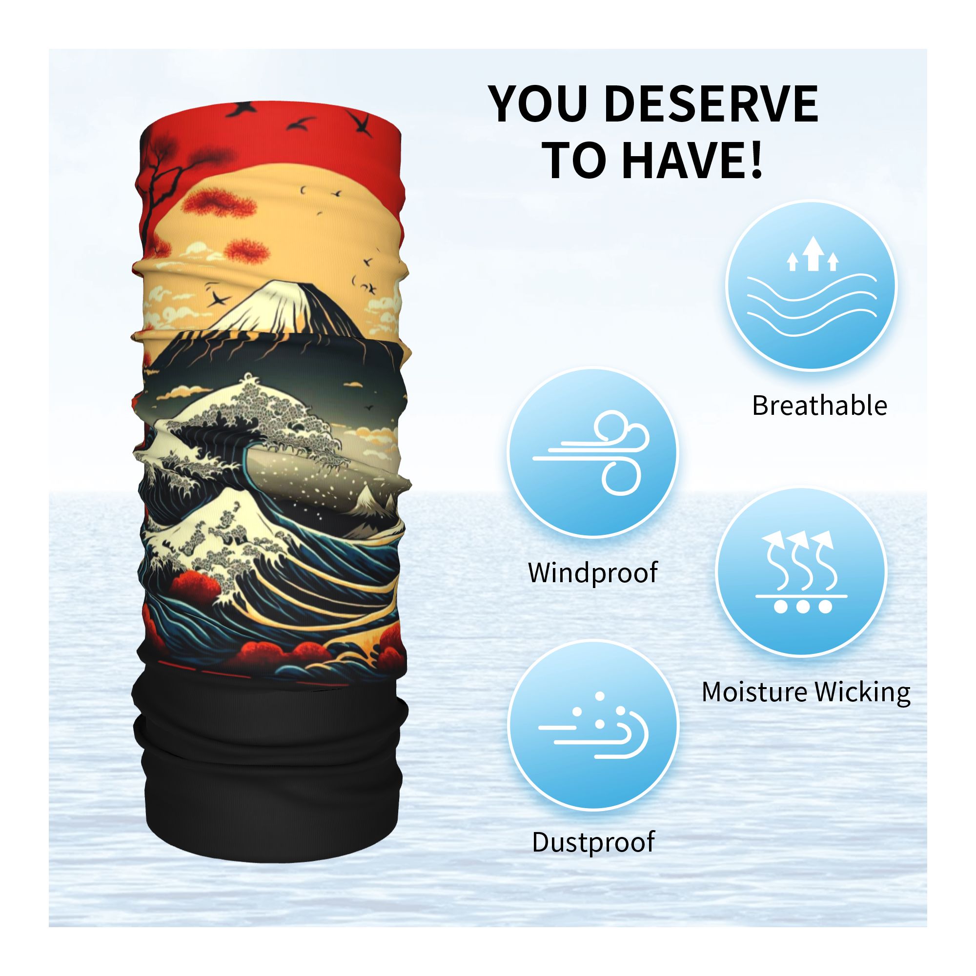 The Great Wave off Kanagawa Ba - огляд і ціна Neck Gaiter Fleece