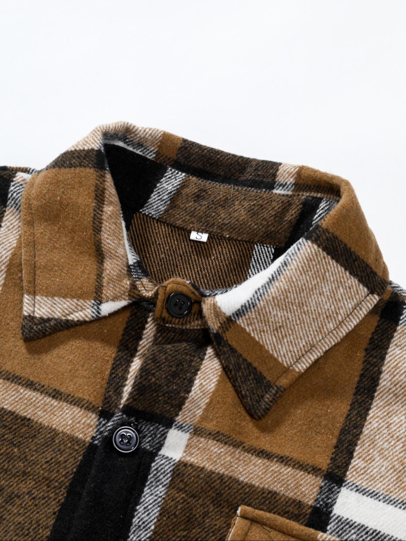 Retro Plaid Shirt Men Casual E - огляд і ціна Flannel Shirt Lined